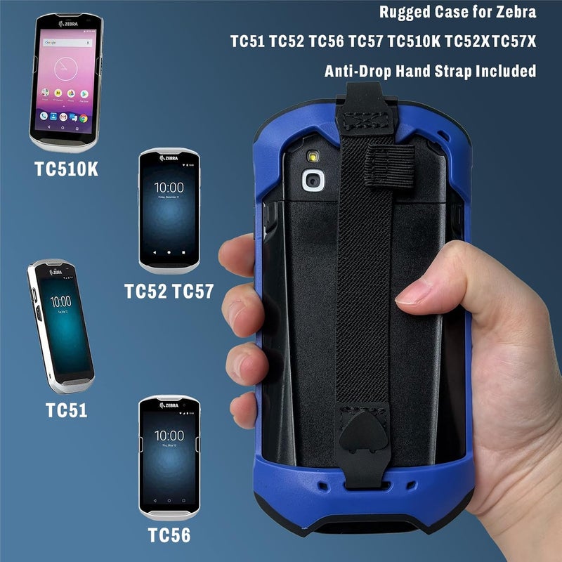Mutelen Case for Zebra TC51 TC52 TC52X TC56 TC57 TC57X TC510K TC520 TC520K – Rugged Protective Cover with Strap, Bumper, Boot-Style Holster, Handheld Barcode Scanner Accessory SG-TC51-EXO1-01 (Blue) - Image 2